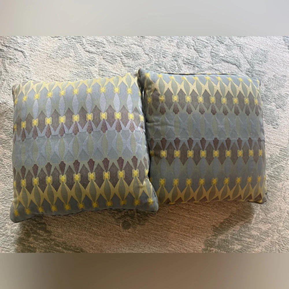 New! West ElmGeometric Pattern Decorative Pillow Pair in Sage and Yellow